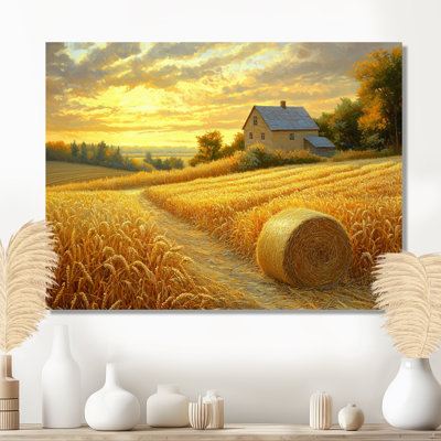 «Countryside Golden Harvest Fields II - campagne, décoration murale en métal, impression d'art en métal champêtre