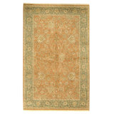 Hand Knotted Wool Oriental Area Rug in Peach And Green