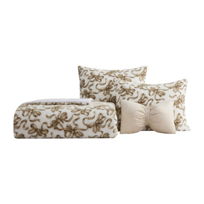 Betsey Johnson Ballet Bows Reversible Brown Comforter Bonus Set