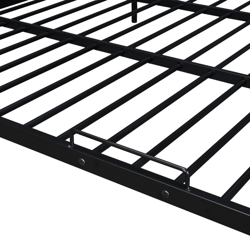 Lit superposé double au-dessus de grand lit contemporain noir - structure robuste, pouvant accueillir plusieurs lits en fer, construction stable, s'adapte aux adolescents