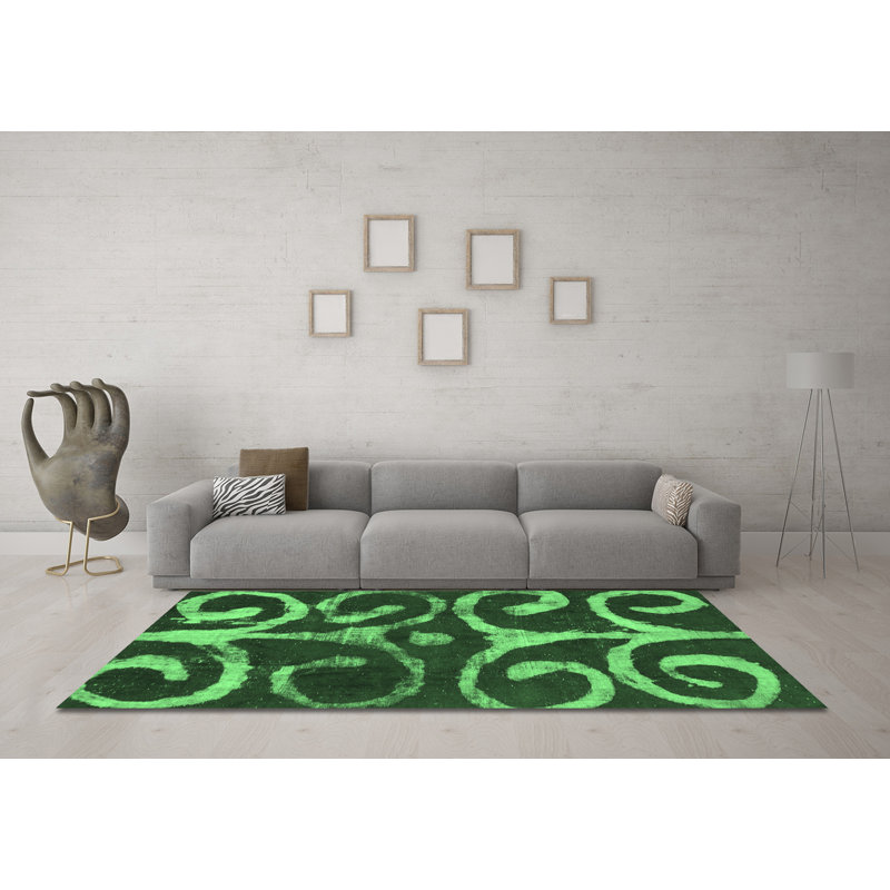 Washable Abstract Indoor Rug, Round 6'