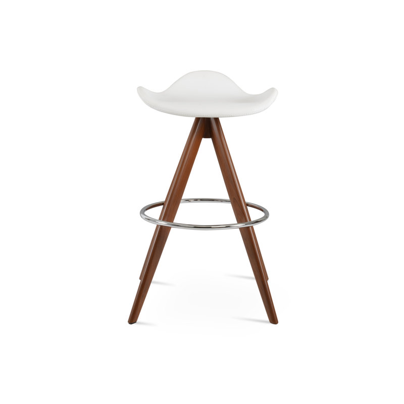 Tabouret de bar pivotant Falcon Pyramid, Noyer / Blanc, Tabouret de comptoir (siège d'une hauteur de 23 p