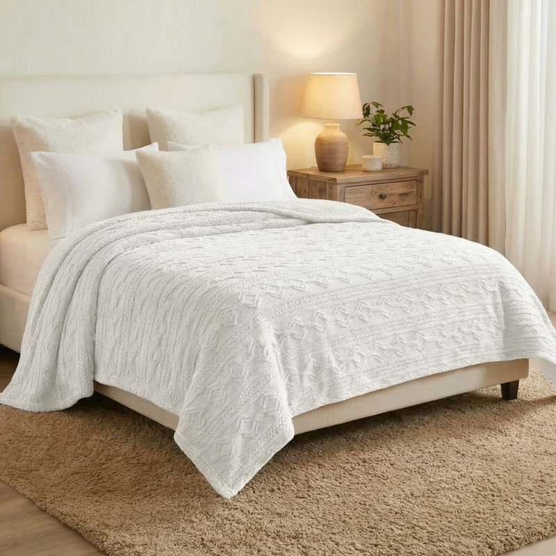 Literie moelleuse Boho, Double/Grand, Blanc