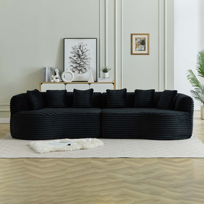 Canapé modulaire incurvé avec nuage sans os et velours côtelé luxueux