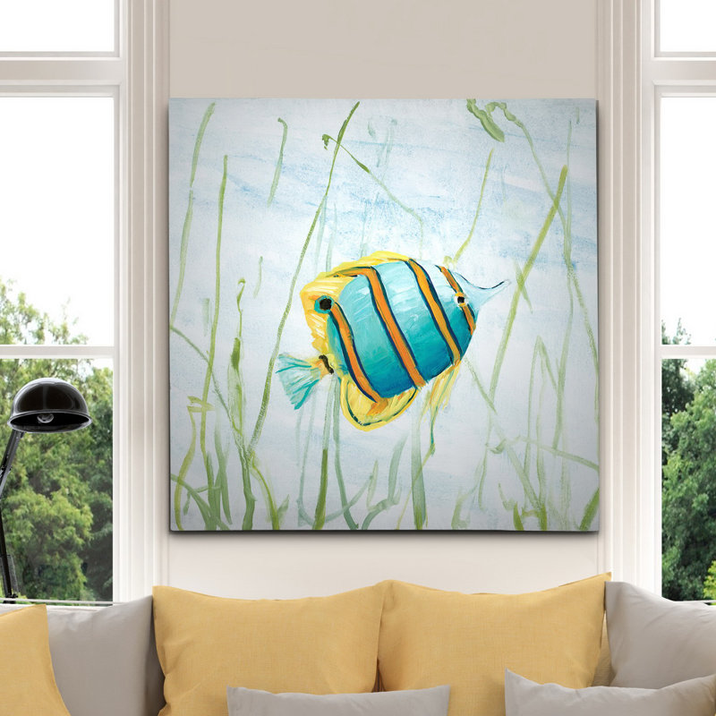 « récif rencontre ii », peinture, H 10 po x l 10 po x P 1,5 po, Toile tendue
