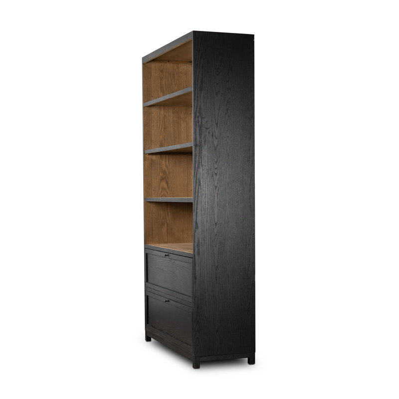 Millie Bookcase-Drifted Matte Black Veneer, Drifted Matte Black