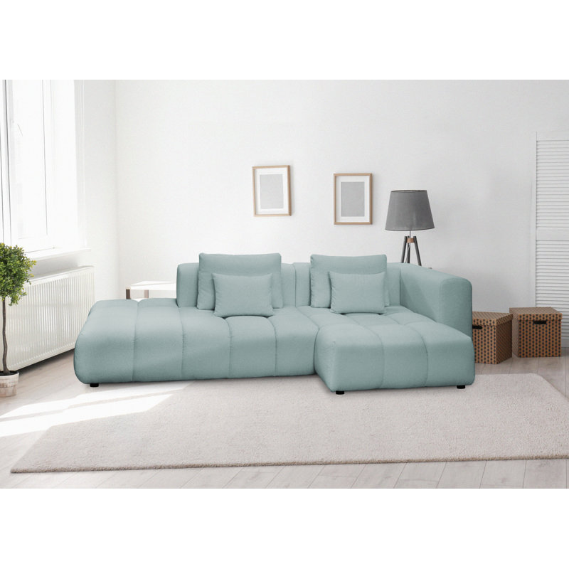 4 Seater Sofa & Chaise, Blue, Right Hand Facing