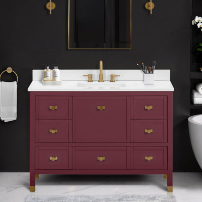 Alana 48 in. Single Sink Bathroom Vanity in Burgundy Red with Top