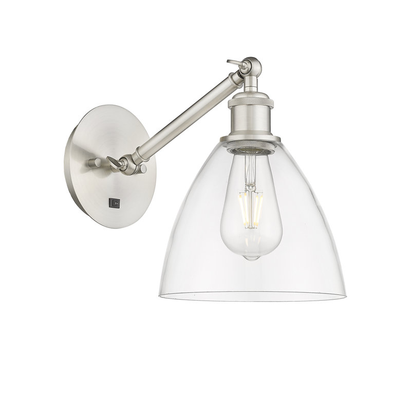 Shauna Armed Sconce, LED, Clear, Brushed Satin Nickel