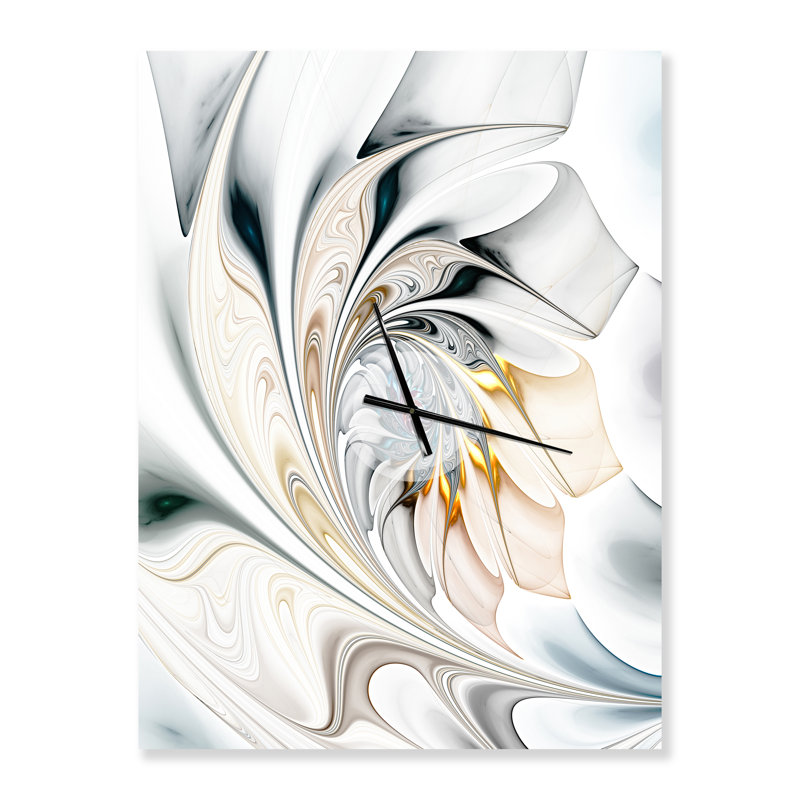 Art floral en verre coloré blanc - horloge murale moderne, H 32 po x l 24 po x P 1 po