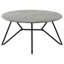 Table basse ronde de 36 pouces, style industriel urbain, plateau en bois manufacturé gris, pieds en épingle à cheveux en acier noir