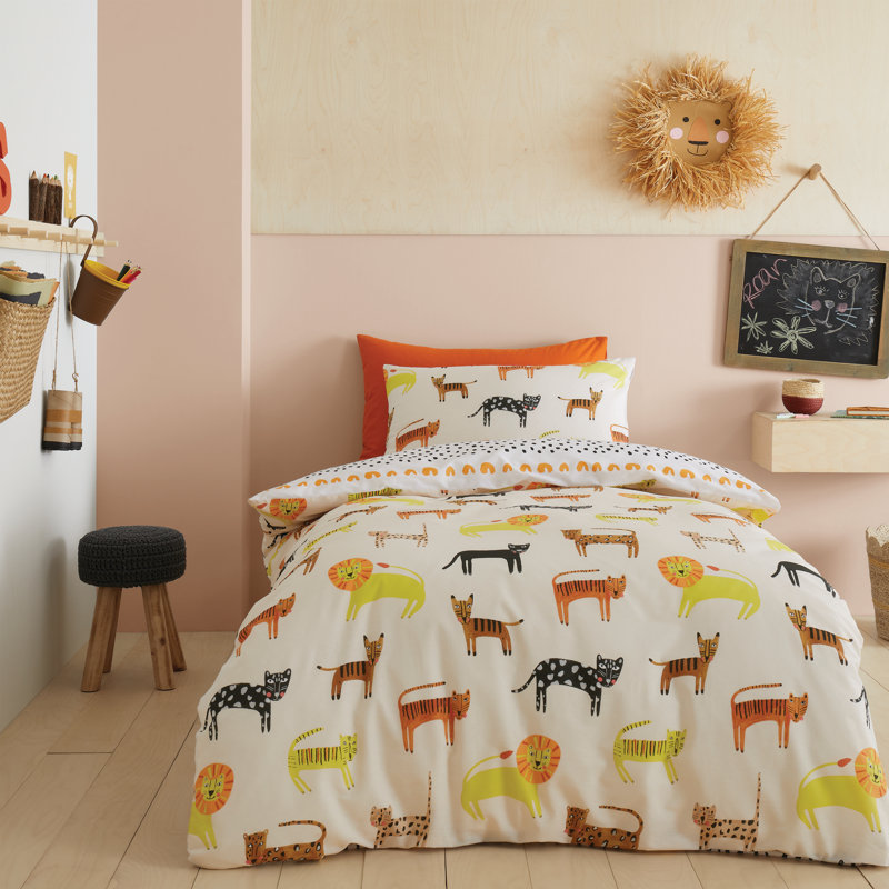 Khari Animals Cotton Duvet Cover Set, Single Duvet Cover + 1 Standard Pillowcase