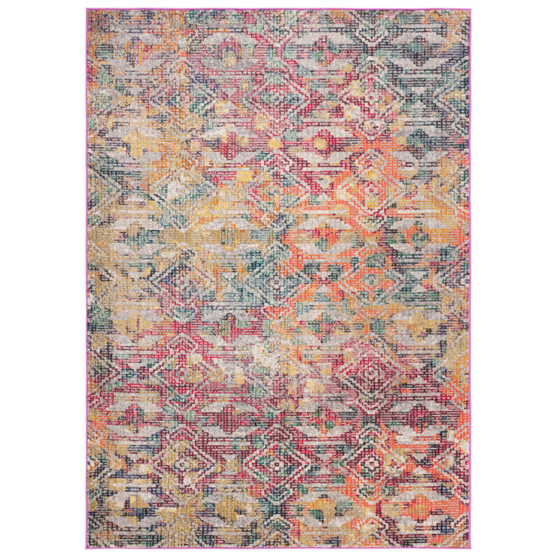 Tapis multicolore tissé à plat à la machine Southwestern, Rectangle 8 pi x 10 pi