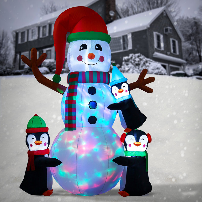  Bonhomme de neige gonflable avec pingouins