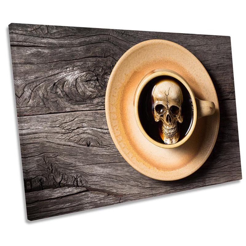 Skull Coffee Cup Kitchen - Wrapped Canvas Print, 30.5cm H x 45.7cm W x 2cm D