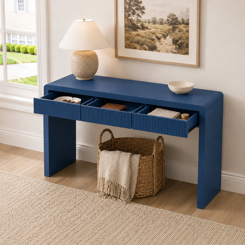 Console de salon avec 3 tiroirs Classic, Marine