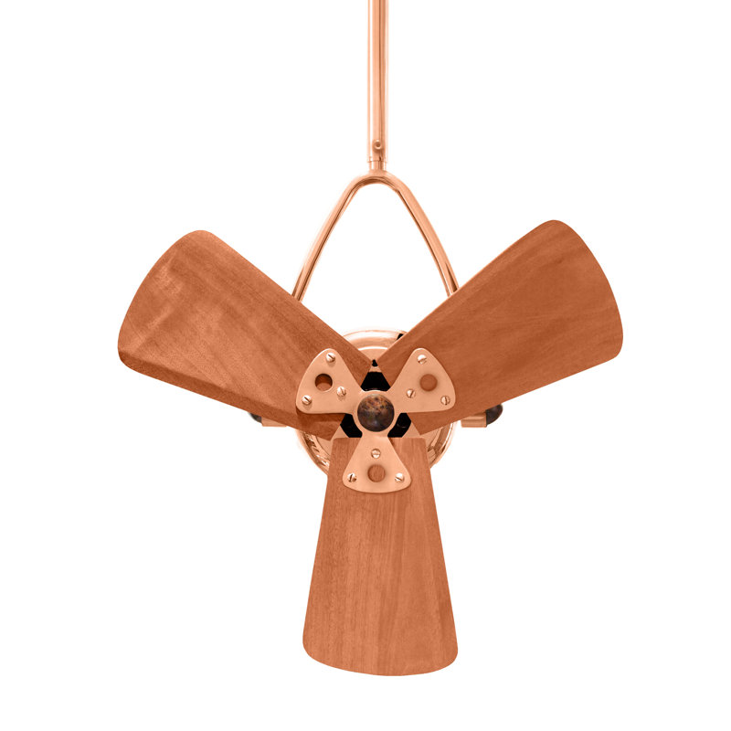 16" Jarold Directional 3 Blade Ceiling Fan, Polished Copper