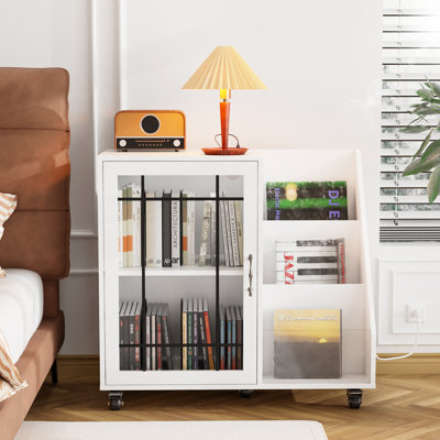 Mathea Record Player Stand with LED Lights Turntable Stand Up to 350 Albums by Wrought Studio