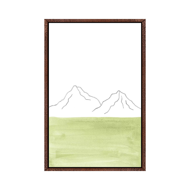 Minimal Green Landscape - Painting on Canvas, 66.04cm H x 45.72cm W x 3.81cm D, Classic Brown Wood Framed