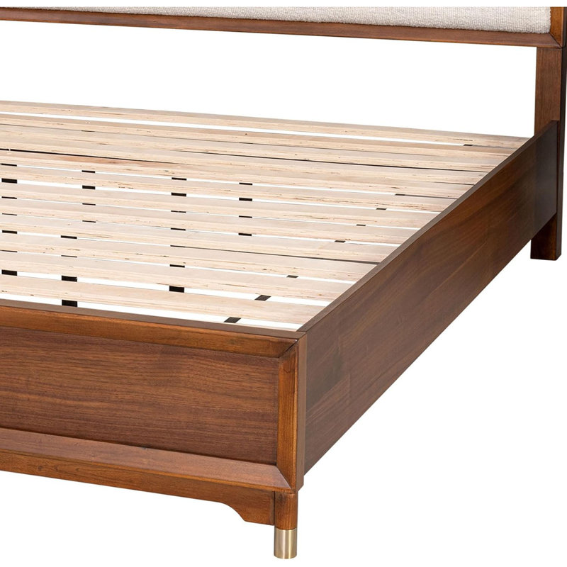 Lit Mid-Century moderne, Noyer, Grand lit