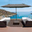 Parasol d'extérieur rectangulaire en acier de 15 pi avec base, protection solaire et manivelle pour patio, Outsunny