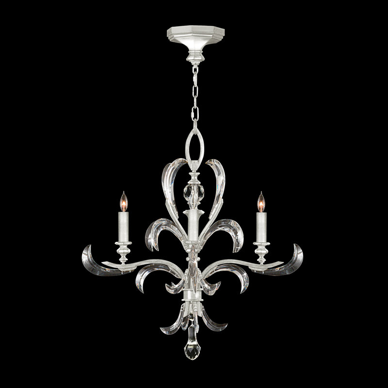 Beveled Arcs 4 - Light Chandelier, Silver