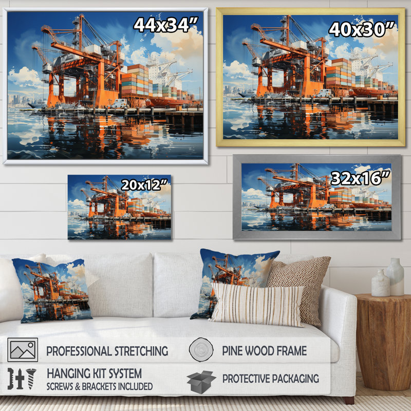 Port Industrial Elegance II - Nautical & Beach Wall Decor, H 12 po x l 20 po x P 1 po, Cadre photo blanc