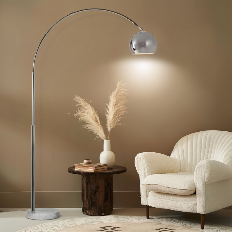 Adjustable Chrome Arc Floor Lamp with Marble Base