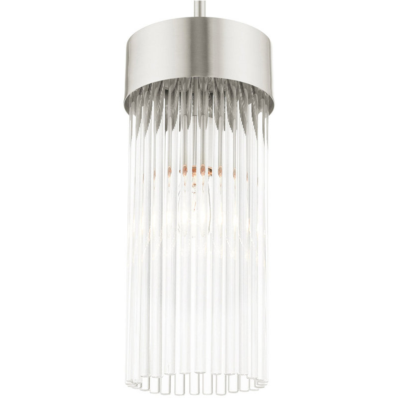 Brushed Nickel Crystal Drum Pendant Light