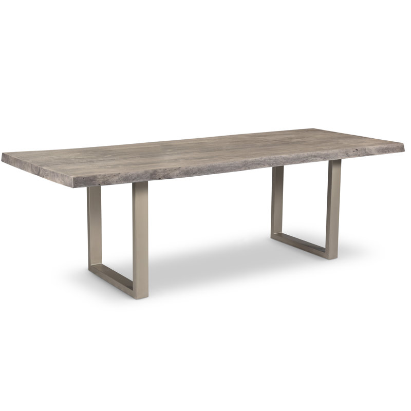 Brooks Solid Wood Dining Table, 116" L x 40" W, Sandblasted Gray, Pewter