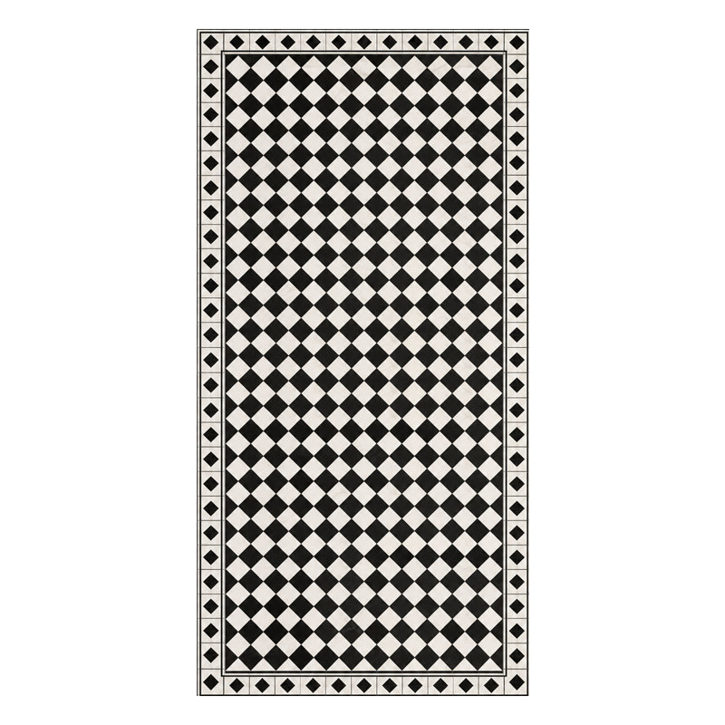 Tapis de cuisine noir Chess, Rectangulaire 2 pi x 4 pi