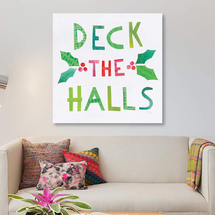 « christmas collage ii », art textuel sur toile, H 26 po x l 26 po x P 1,5 po, Pas de tapis, Toile tendue