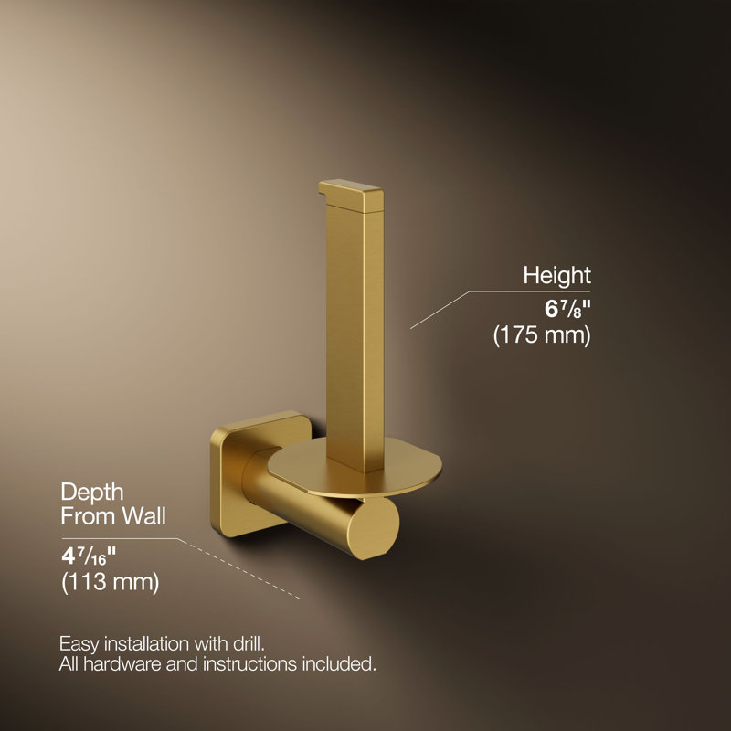 Parallel Vertical Toilet Paper Holder, Brushed Gold