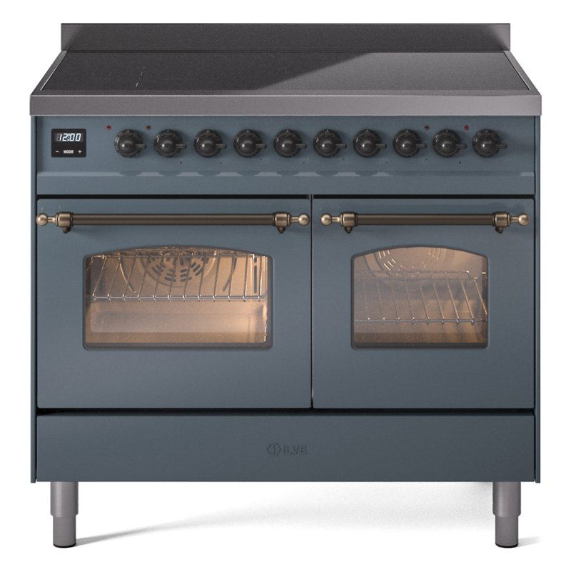 ILVE Nostalgie II 40 in Induction Range, Blue Gray/Bronze