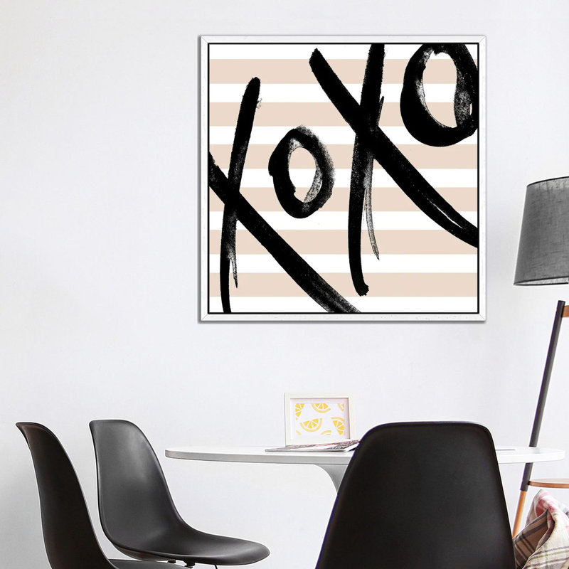 Neutral Glam XOXO by Sd Graphics Studio - Print on Canvas, White Framed Canvas, 93.98 cm H x 93.98 cm W