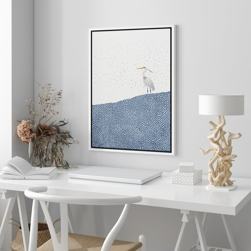 Reproduction d'art sur toile encadrée Heron, Blanc, H 24 po x l 16 po
