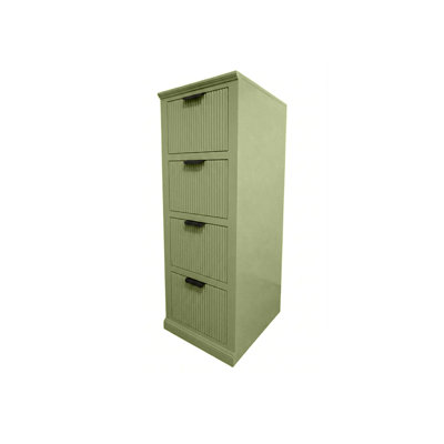 Fluted Solid Wood 4 Drawer File Cabinet
