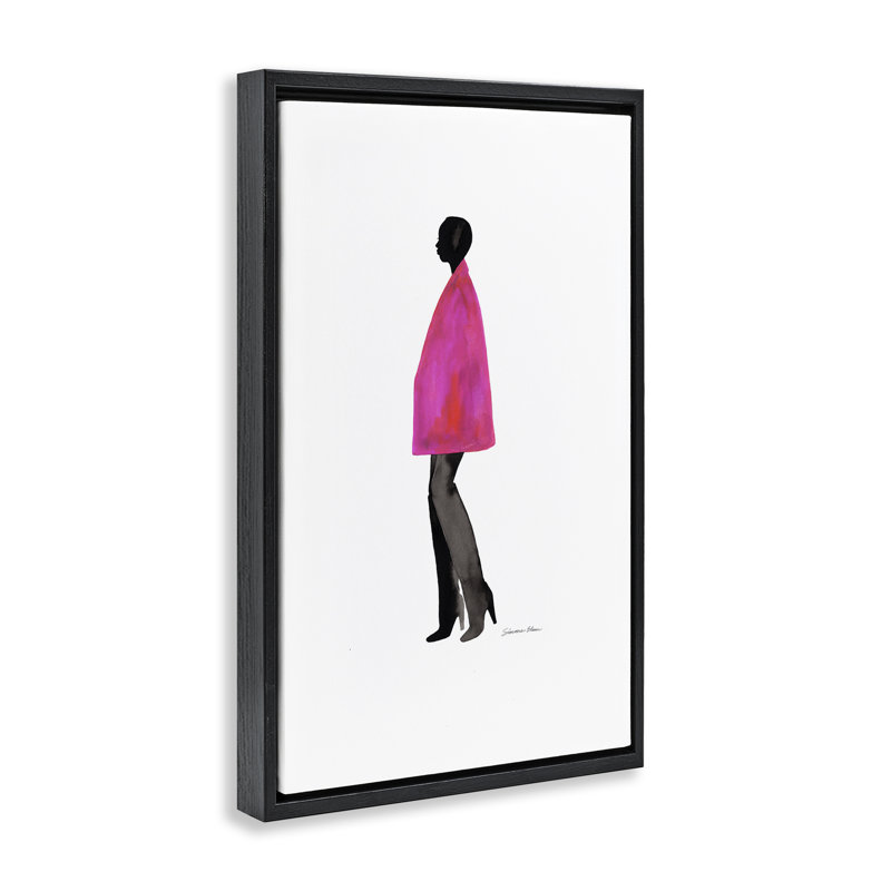 Cadre flottant rose fuchsia, design par Simone Elum, H 31 po x l 21 po, Cadre flottant noir de jais