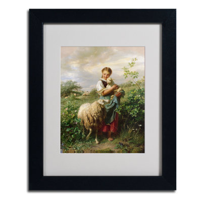 « the shepherdess 1866 » par johann hofner, reproduction d’art encadrée