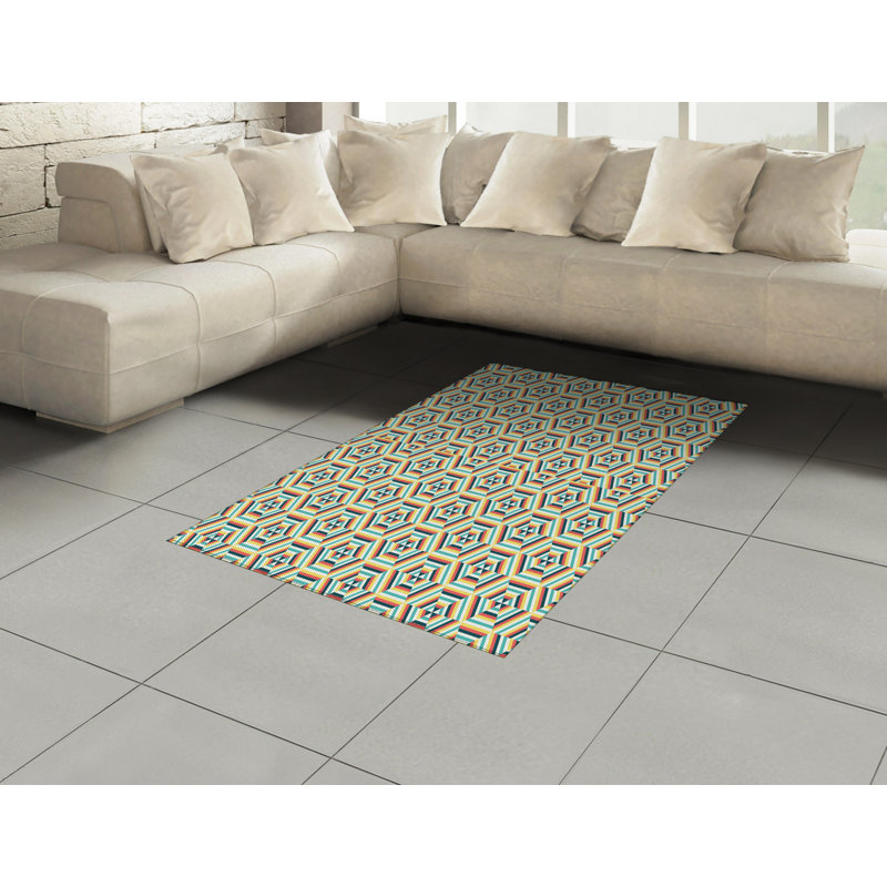 Geometric Indoor Rug, Rectangle 4' x 5'8"