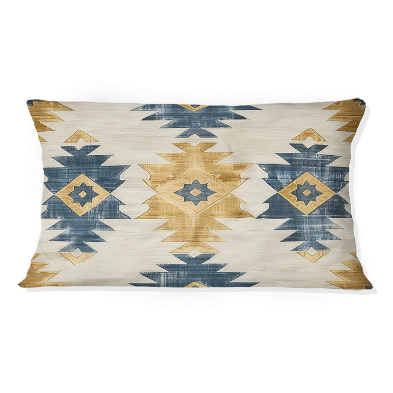 Coussin lombaire rétro jaune géométrique Navajo II