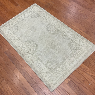  Handmade Oushak Whitewash Wool Rug