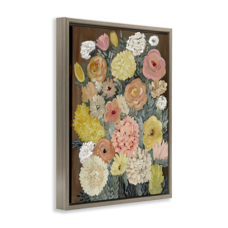 Cadre flottant Blossom Delight, design par Kristal Clifford, H 21 po x l 17 po, Cadre flottant orme Montalcino