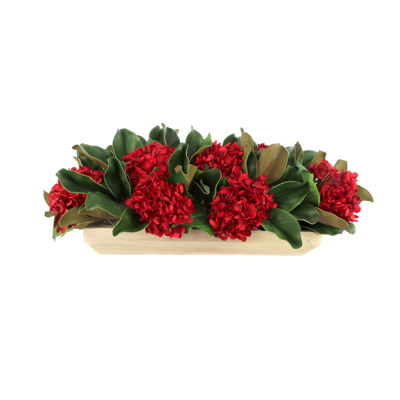 Beaverton Magnolia Faux Floral in Planter, Red