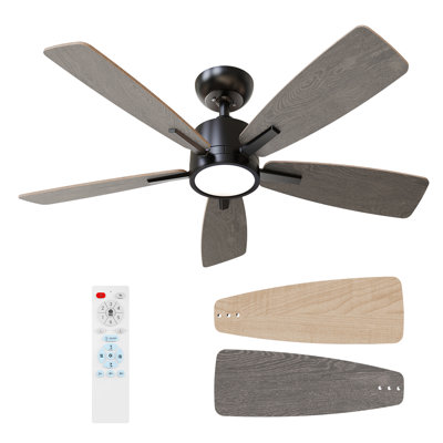  42'' Ceiling Fan With LED Lights for Medium Rooms Gray