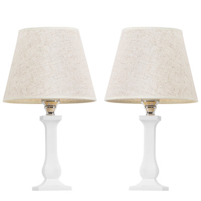 Ensemble de 2 lampes de table avec base en acrylique et abat-jour en tissu, blanc
