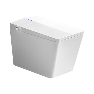 Square Smart Toilet With Mounted Tank - Remote Managed Flushing, Heated Seat, Led Screen, User Programmable Preferences, White Appearance Built-In For Bathrooms Command, Auto Flush System, Seat