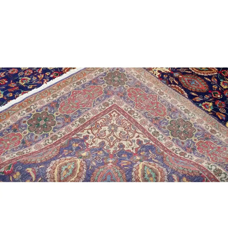 Tapis oriental rétro vintage mauve-bleu marine 10 x 13