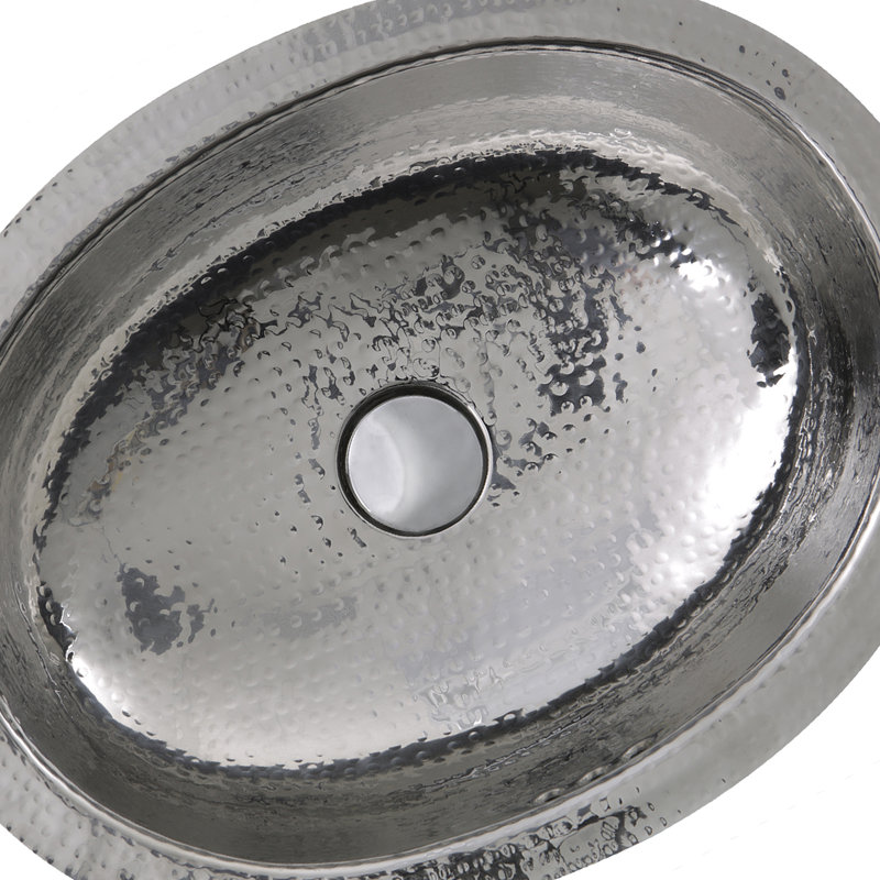 Nantucket Sinks Brightwork Home 13.5'' Polished Silver Stainless Steel Oval Bathroom Sink with Overflow