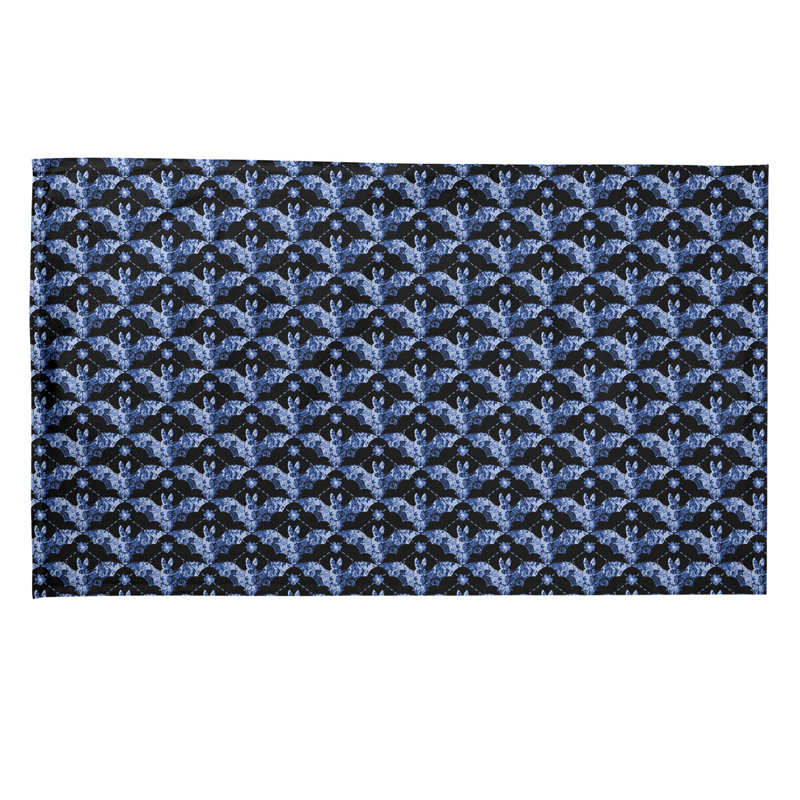 Serviette de thé floral, Polyester sergé, Bleu